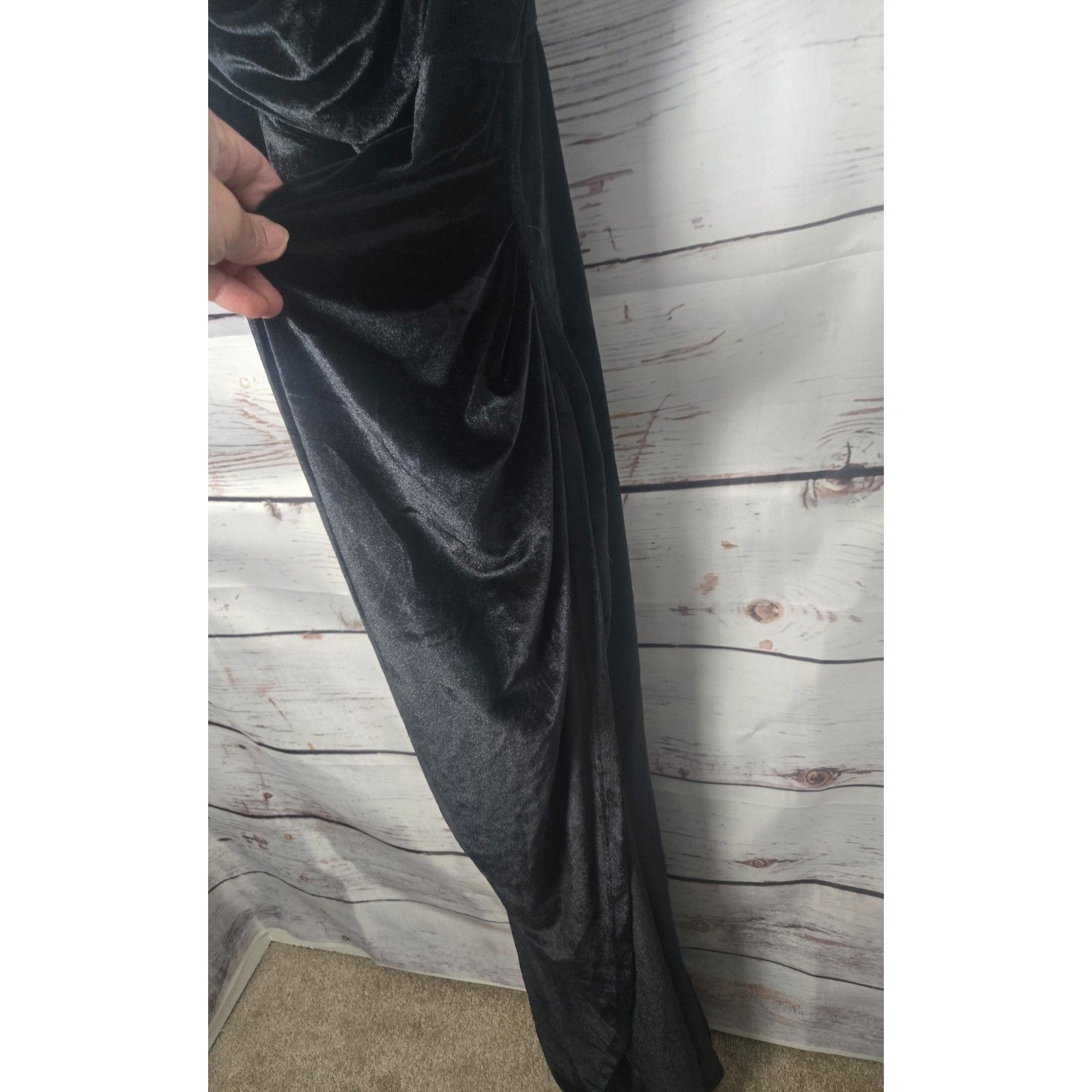 House Of Chic Womens Dress 2xl Black Velvet Off Shoulder Bodycon Side Slit — image 2 of 8